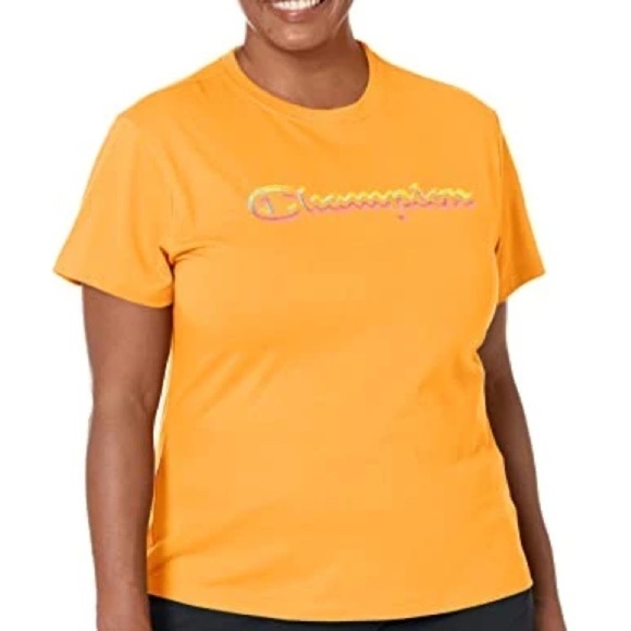 Champion Women's Classic Logo T-Shirt Orange Size large, Tee - Picture 2 of 11